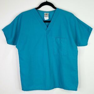 Uniform Advantage UA Scrubs Solid Blue Scrub Top Shirt Size XS